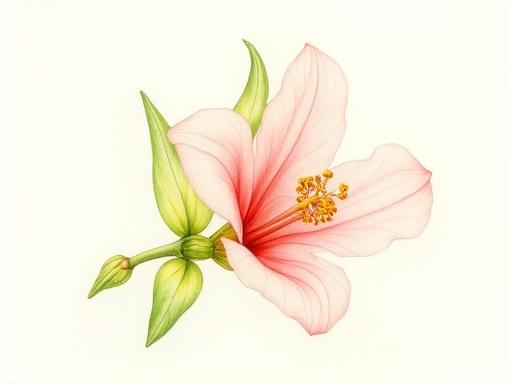Detailed botanical illustration created with Niji Enogu watercolors.